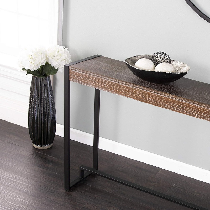 Console étroite, 54 po, chêne brûlé, noir