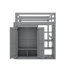 Lit mezzanine double en bois avec garde-robe, tablettes et lumière DEL-325544982