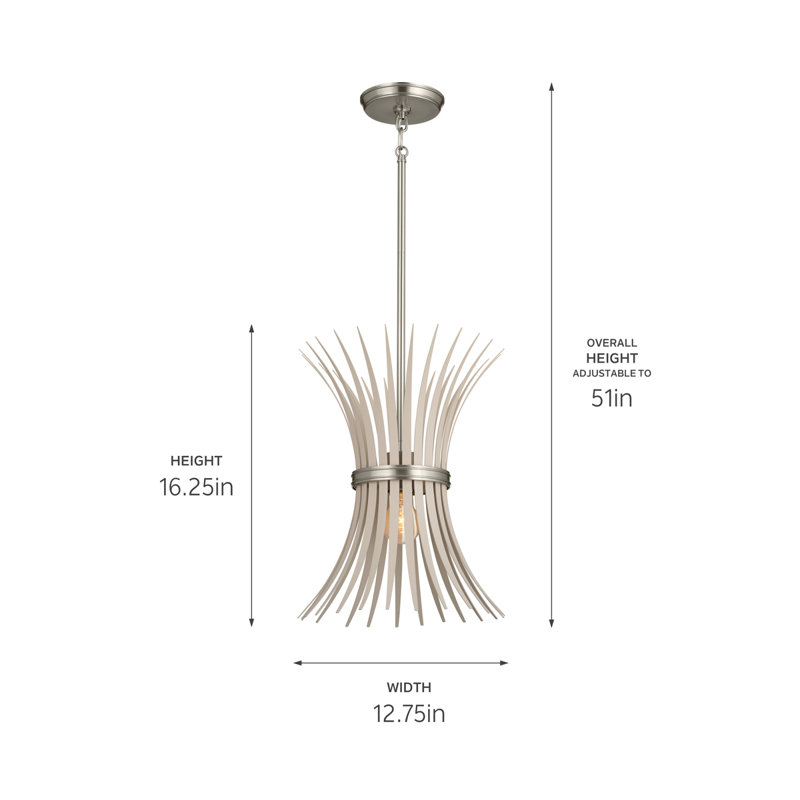 Baile Brushed Nickel Mini Pendant with Vintage Wheat Motif