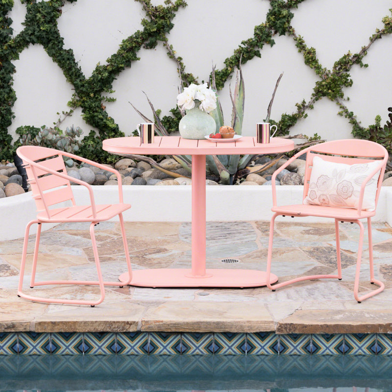 Outdoor Iron Garden - Bistro Style In Coral Color Construction For Patio &, Coral