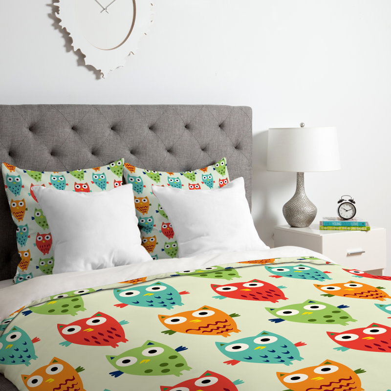 Ensemble de housse de couette Owl Fun, Housse de couette simple / simple TG et 1 taie dé