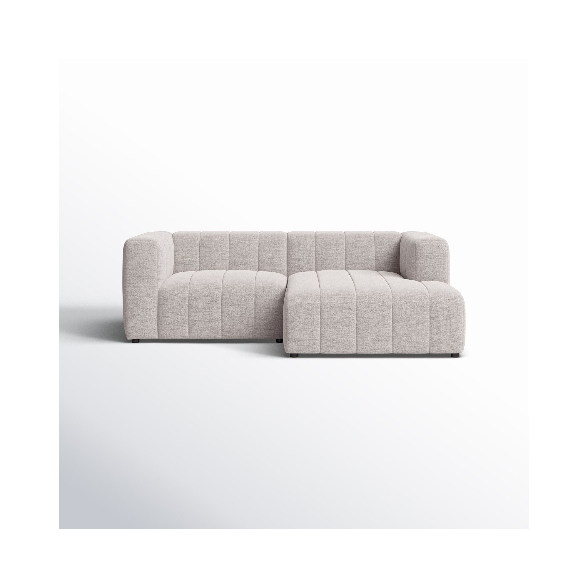 Bowry 88" Wide Sofa & Chaise, Gray Polyester, Right Hand Facing