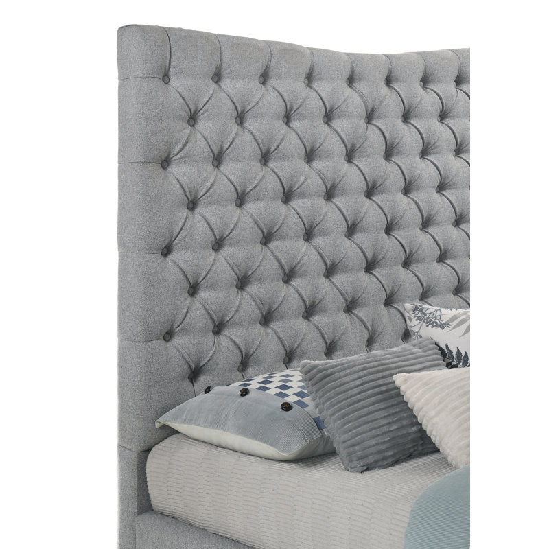 Abey Upholstered Platform Bed, California King, Gray
