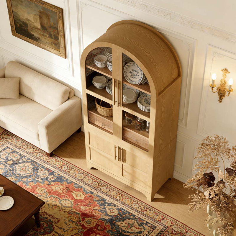 Grand garde-manger arqué 71 "avec tablettes de porte 71", Naturel