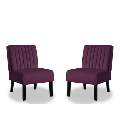 Paire de chaises décoratives Mid-Century modernes, revêtement en velours, pieds en bois massif, salon, chaises 2 pièces mauves, design, teinte pour et chambre à coucher
