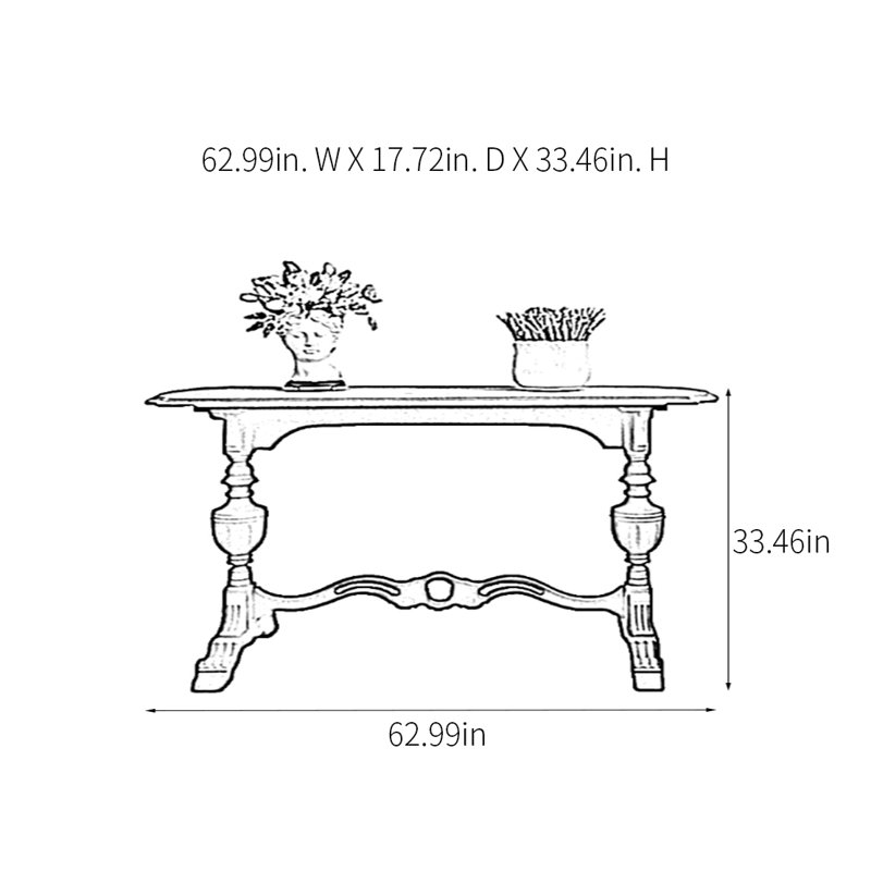 Console rétro sculptée, H 33,46 po x l 62,99 po x P 17,72 po