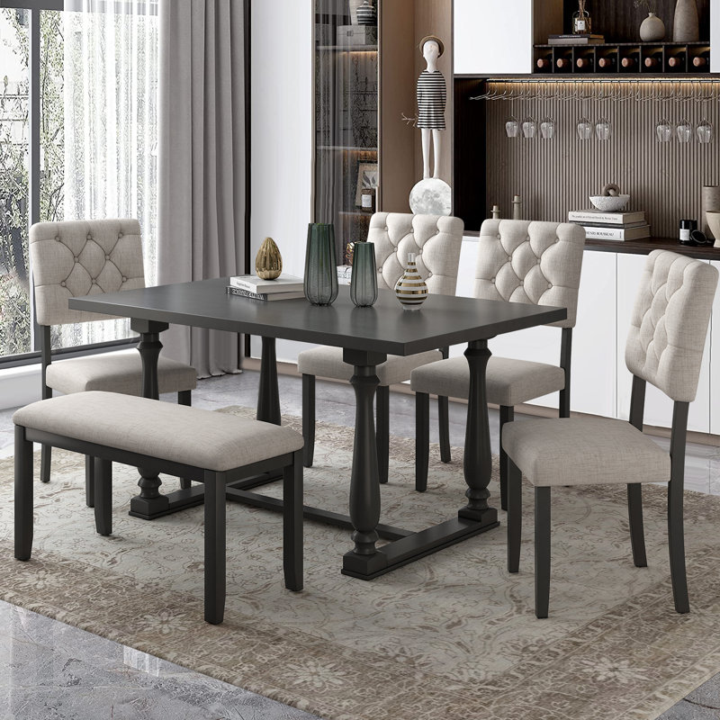 Trestle Dining Set, Gray, Gray
