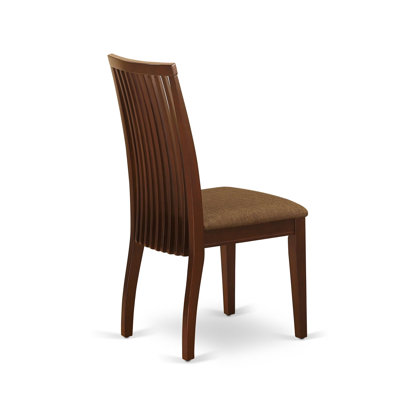 6 Piece Modern Dining Table Set Contains a Rectangle Wooden Table and 4 Linen Fabric Upholstered Chairs with a Bench, 36x60 Inch, Mahogany