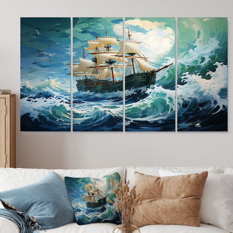 The Pirate Boat Odyssey S Voyage I - Classics, art mural 4 pièces, H 32 po x l 64 po