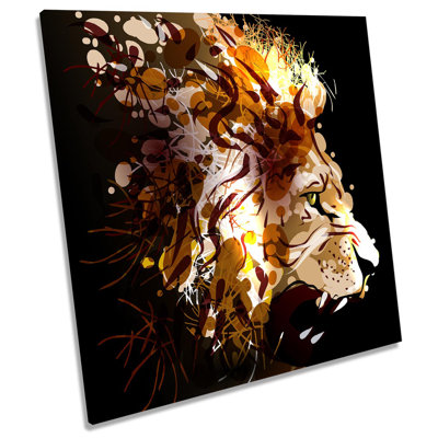 Z0059 Roaring Lion - Wrapped Canvas Painting