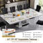 Ensemble de salle à manger extensible 11 pièces en faux marbre (63" à 95") avec 10 chaises rembourrées et grande table de cuisine extensible à piètement argenté miroir.-927021082-927021083