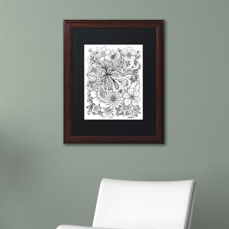 « zendoodle », impression sur toile encadrée, H 20 po x l 16 po x P 0,5 po, Noir, Toile avec cadre brun