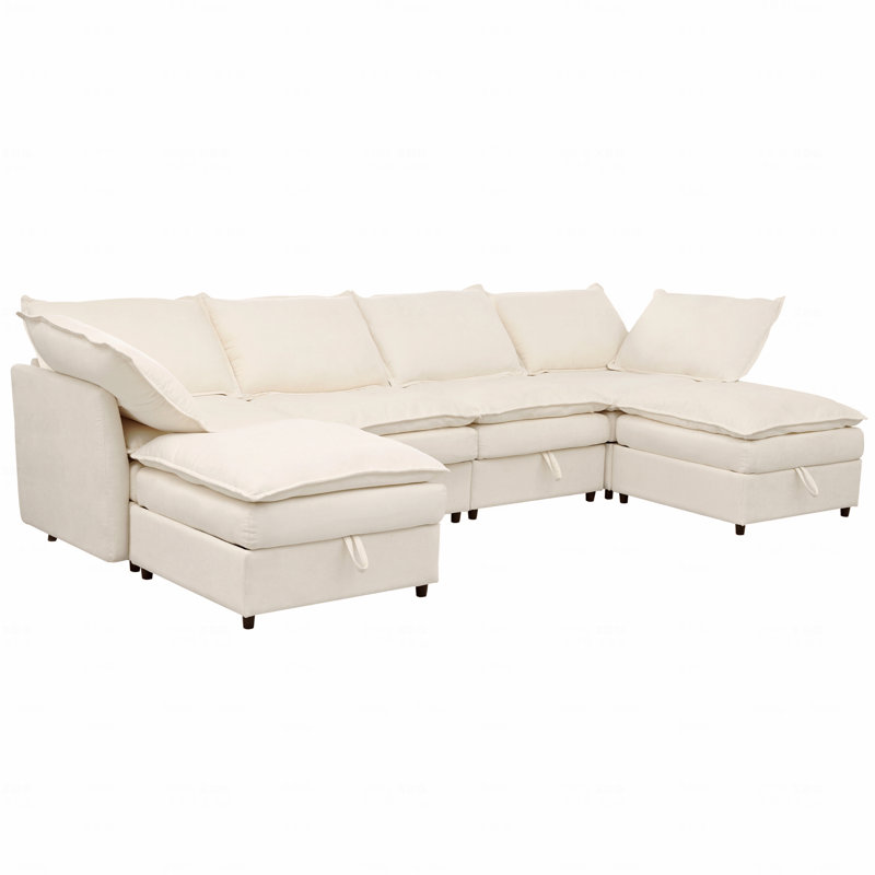 Canapé-lit modulaire 6 pièces avec rangement, coussins décoratifs élégants à double couche, conception confortable et durable