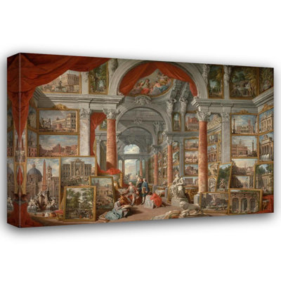 "Picture Gallery with Views of Modern Rome" by  Giovanni Paolo Panini - Gallery Wrap Canvas Wall Art
