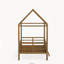 Lit cabane double en métal avec toit, barrières de sécurité, échelle et cadre en acier imitation bois, fini noyer-999075675