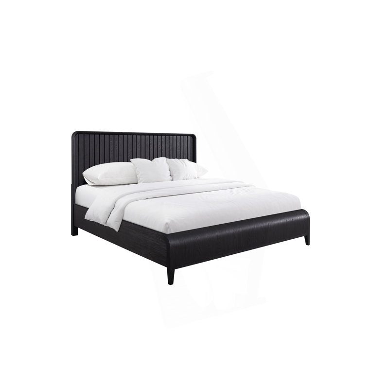 Grand lit à panneau cascade avec tête de lit à rainures unique et placages d'orme durable pour plus de confort et de style