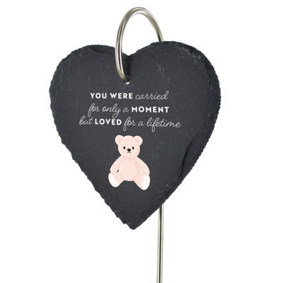 Bogomir Waterproof Slate Heart Teddy Grave Marker People Memorial Plaque