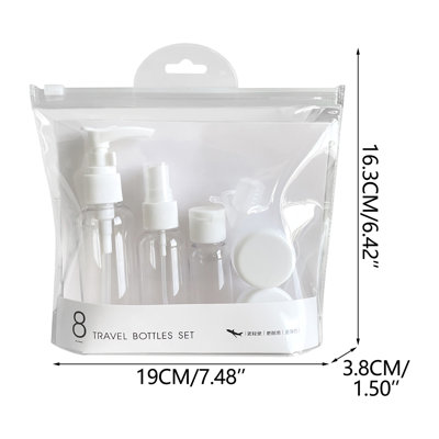 Ensemble de bouteilles de voyage en plastique transparent