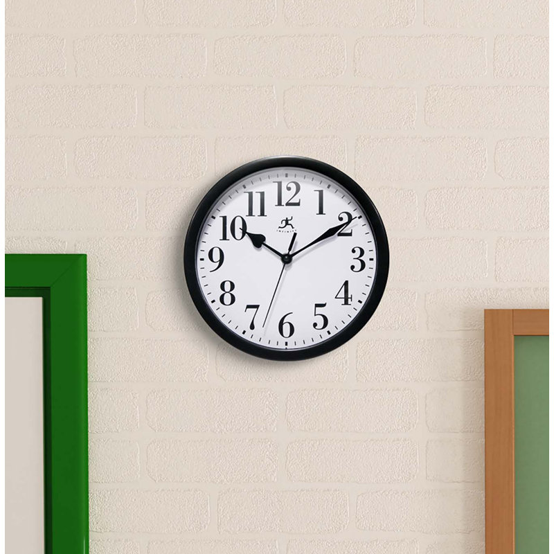 Classic Round Plastic Wall Clock 10-Inches, Black