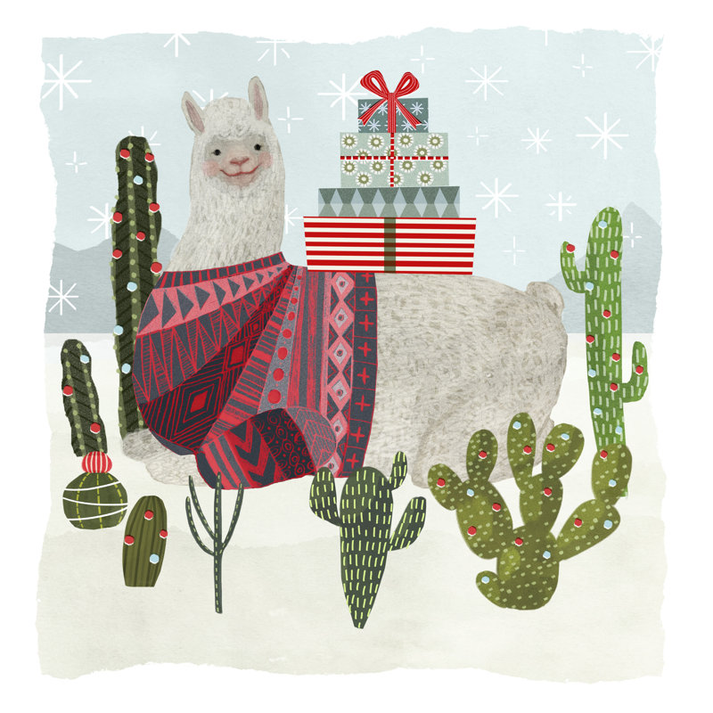 Holiday Llama IV - Wrapped Canvas Print, 76cm H x 76cm W