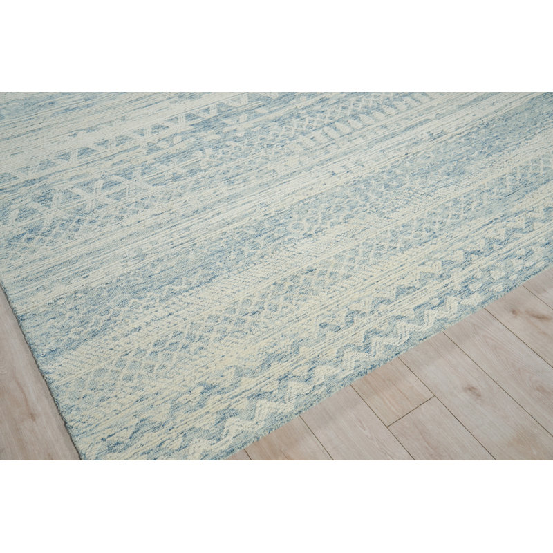 Martha Hand Tufted New Zealand Wool Blue/Ivory Area Rug, 12'X15'