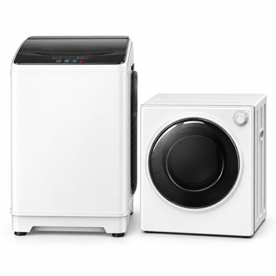 Compact Washer Dryer Combo Set 3.0 Cu ft Full Auto Washer & 2.6 Cu ft High Efficiency Electric Dryer with Knob Control, Space Saving Laundry Pair For Apartment Dorm Small Household