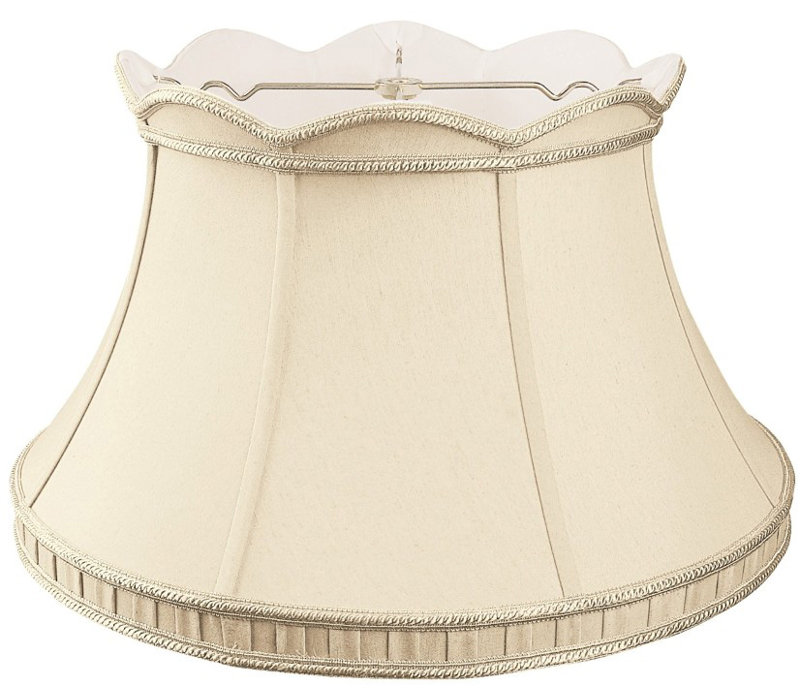 Abat-jour cloche en soie / shantung (araignée), Beige, H 10,5 po x P 11,5 po x l 17 po