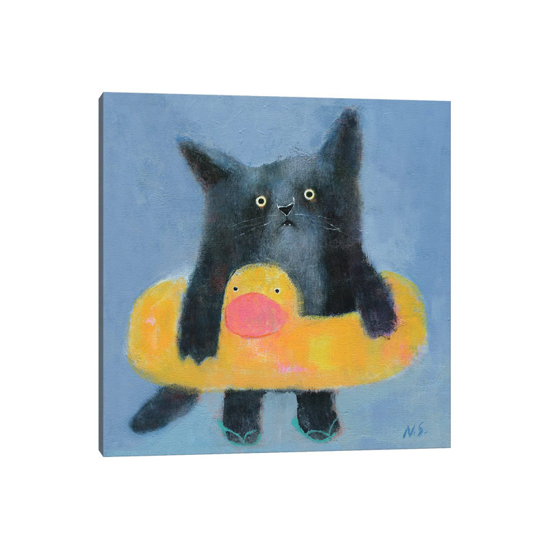 Black Cat With Bath Tube By Natalia Shaloshvili - Wrapped Canvas Painting by Natalia Shaloshvili - Wrapped Canvas Painting