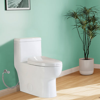 RENIST 1.28 Gallons GPF Elongated Floor Mounted One-Piece Toilet (Seat Included)