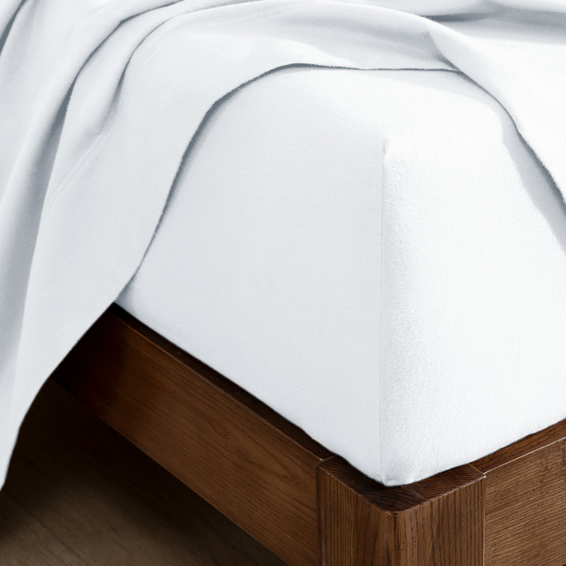 Drap-housse en flanelle de coton, Blanc, Drap-housse pour lit simple TG