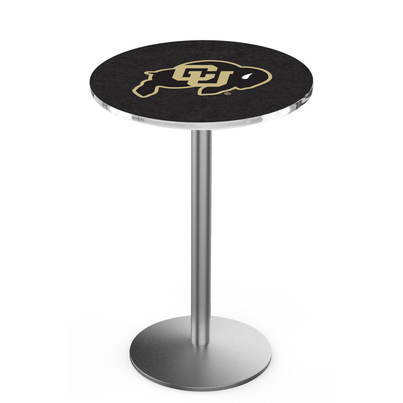 Round Metal Base Dining Table, Stainless Steel, University of Colorado