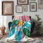 «Abstract Garden Fantasia» - couverture en sherpa de qualité supérieure - reproduction d'art luxueuse-97327203