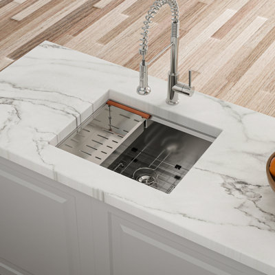 Brushed Nickel Stainless Steel Kitchen Sink - 23X19x10 Inch, Easy To Clean 23"X19"X10" Workstation Basin Steel, With Guide