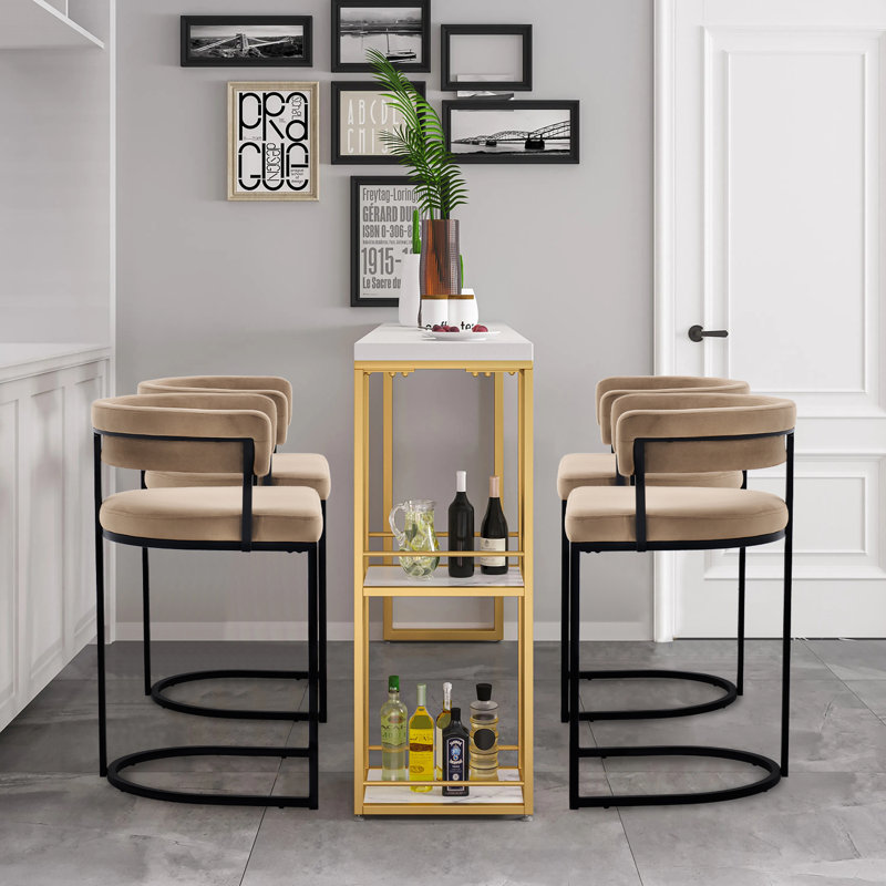 Tabouret de bar 26 po, Noir, Brun