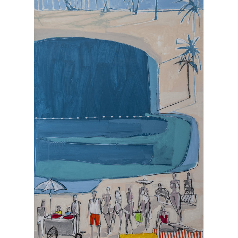 La plage II par Carlos Davila Rinaldi, H 21,25 po x l 17,25 po x P 0,875 po