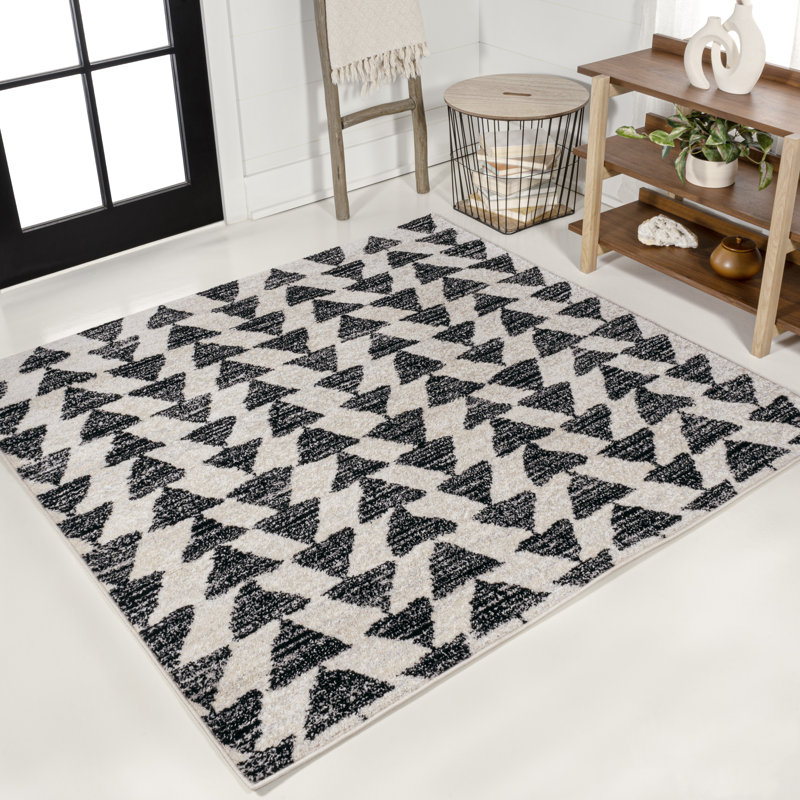 Tapis crème / noir Farnham, Carré 4 pi