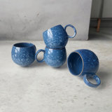 Reactive Glaze Blue Spots Studio Coffee Mug Set of 4 Sabeeh Mug