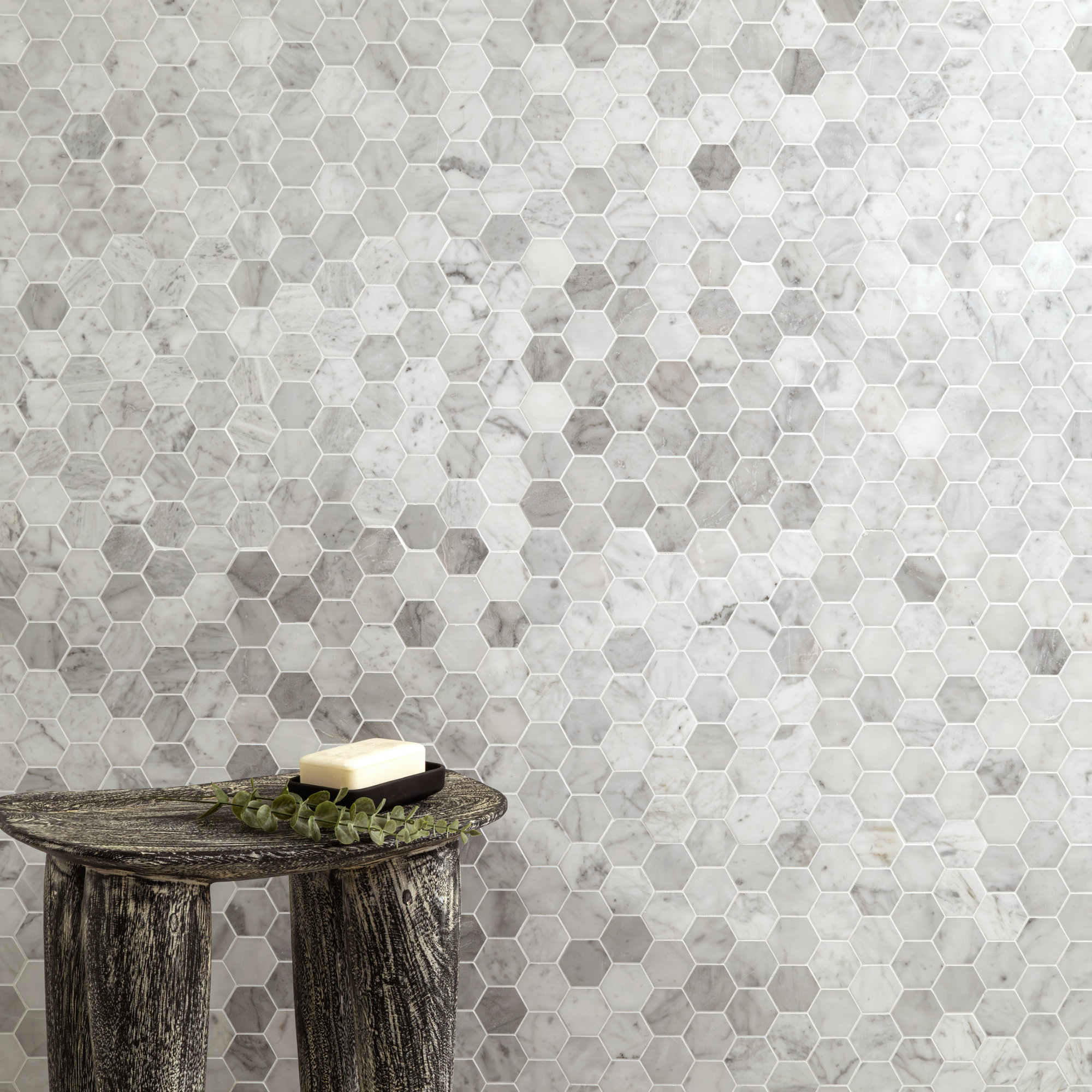 Carrara White Hexagon 12 in. x 12 in. Honed Marble Mosaic Floor and Wall Tile