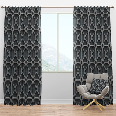 3D Abstract Technology - Geometric Curtain - Velvet Room darkening - 1 panel