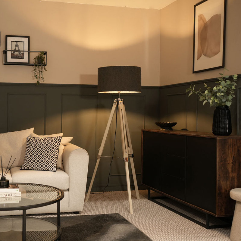 Shad 160cm Chrome Tripod Floor Lamp Set, Charcoal, Yes