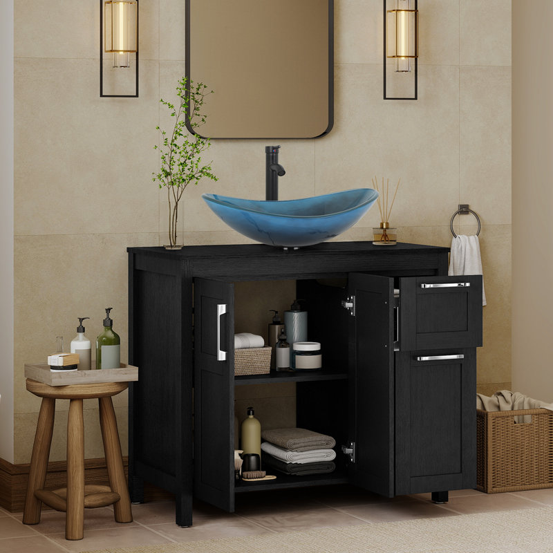 Ensemble de meuble-lavabo simple 36 po avec lavabo 36 po, Noir