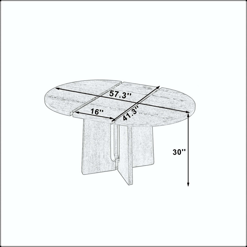 Round Extendable Dining Table with Solid Wood Frame, Natural