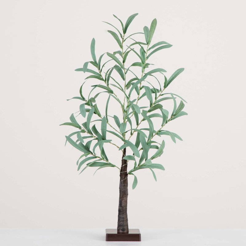 2 pi Olive artificielle éclairée avec 60 lumières DEL blanc chaud