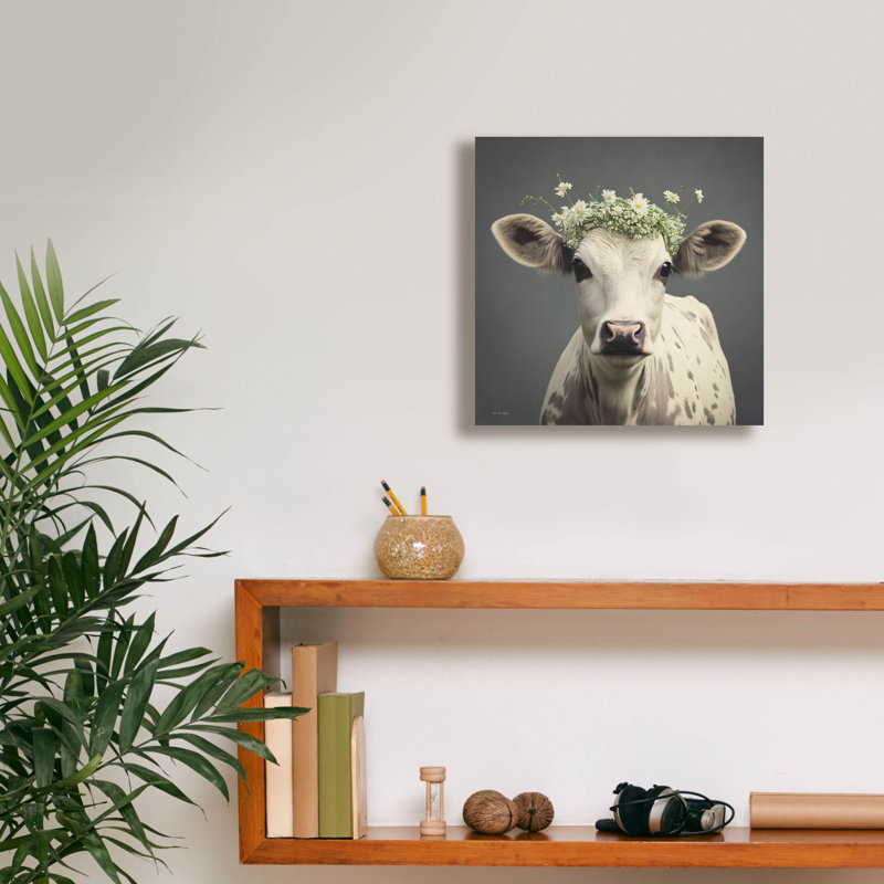 «Cow-ntry Charm» par Seven Trees Designs, art mural sur toile, H 12 po x l 12 po x P 0,75 po