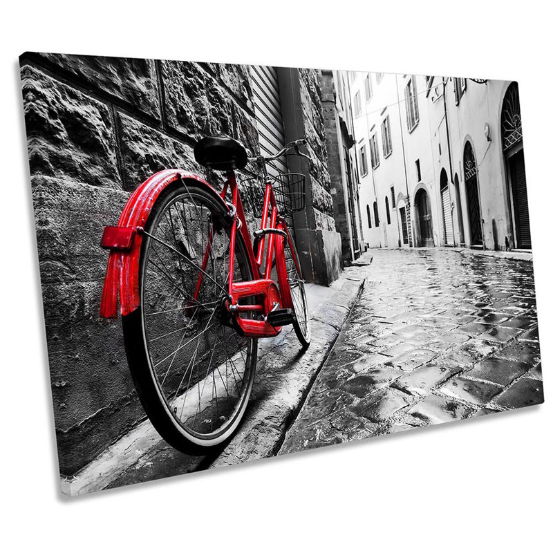 Red Retro Bicycle - Wrapped Canvas Print, 40.6cm H x 61cm W x 2cm D