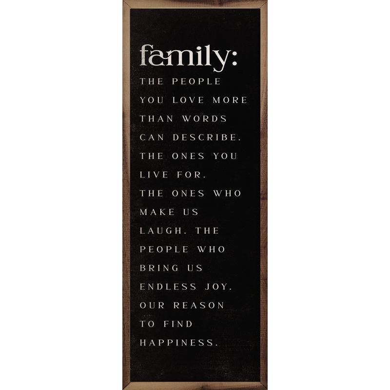 «Family The People You Love» noir, 24 po x 8 po