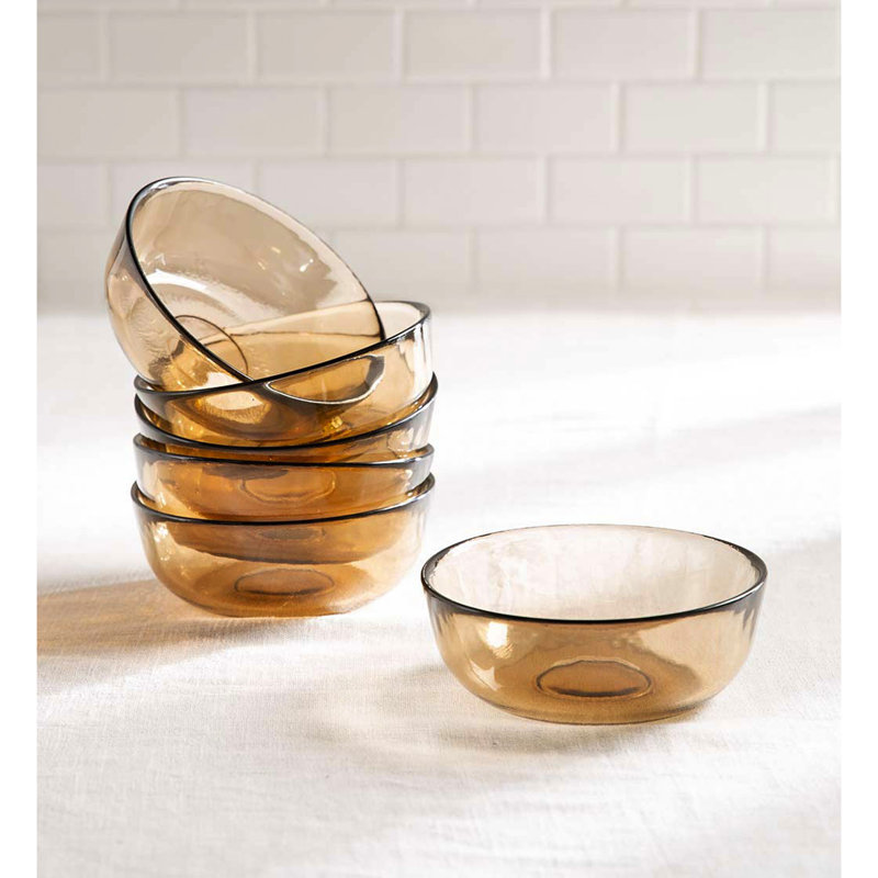 Recycled Glass Bowls, Set Of 6, Orange