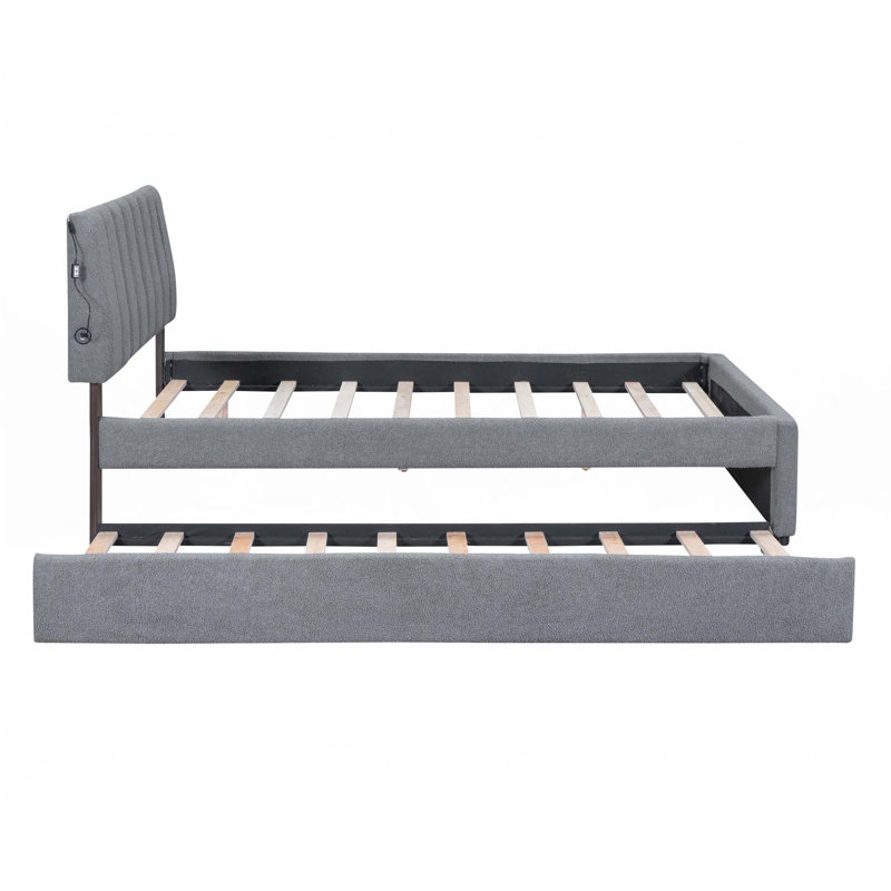 Lit plateforme Teddy, gris, Double