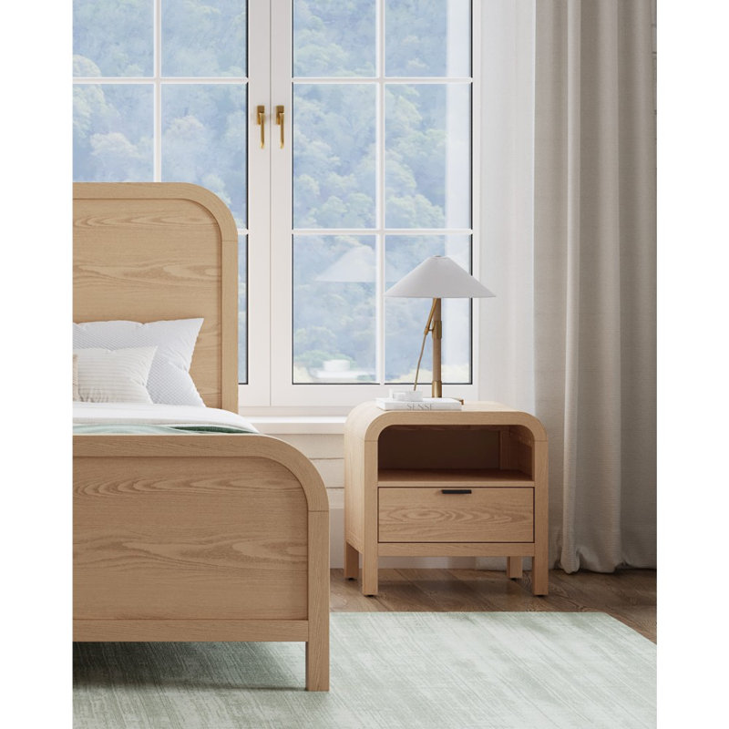Essie 1 - Drawer Nightstand in White, Timber