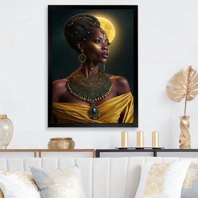 Emerald Queen African Woman Under Moon I - Décoration murale femme afro-américaine